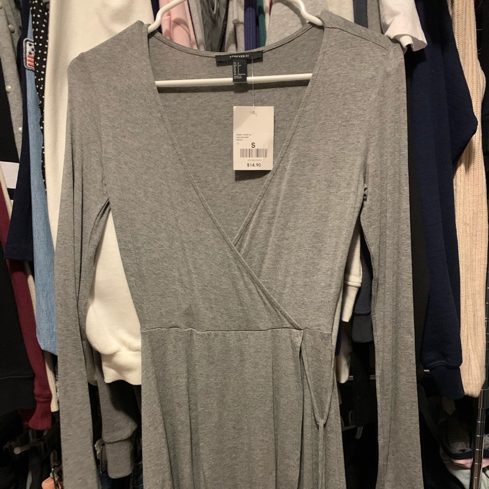 Grey wrap front dress